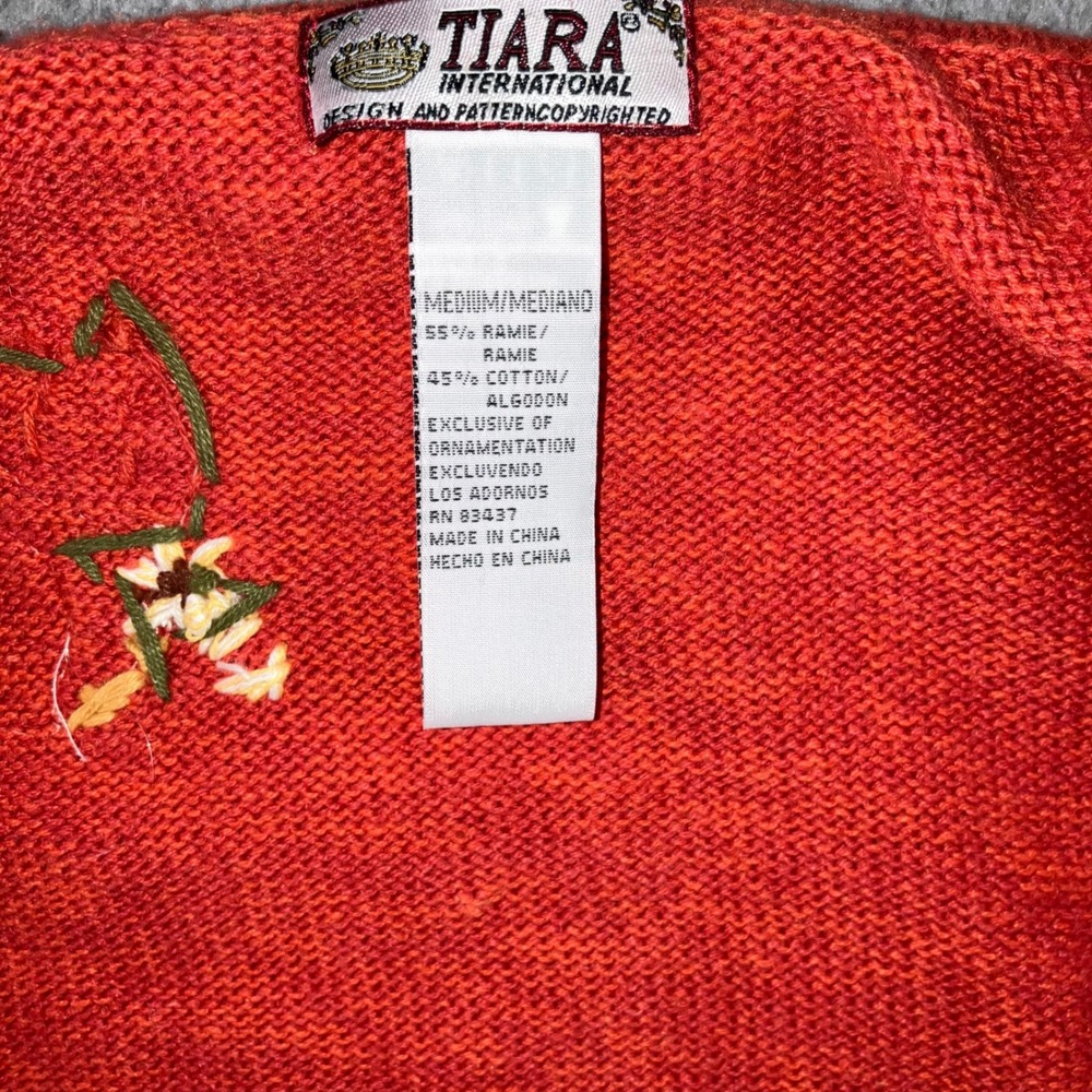 Vintage Tiara Int Vest Women Medium Fall Harvest Pumpkin Grandma Peasant Retro - Picture 7 of 8